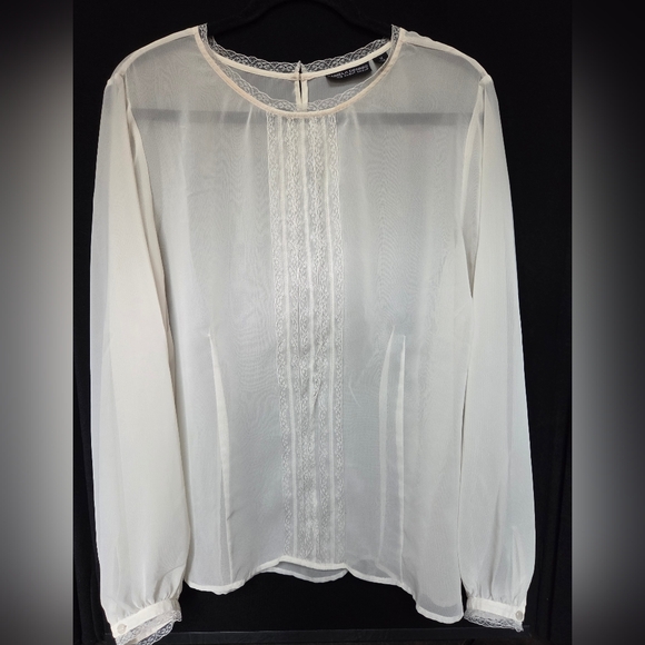 Pamela Dennis Private Client Group Elegant Cream Lace Trim Blouse Plus Size 1X - Picture 1 of 7